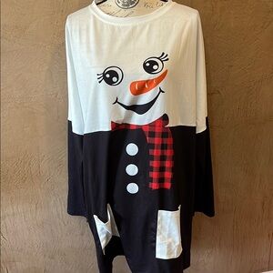 3XL Snowman Graphic Long Sleeve Top NEW